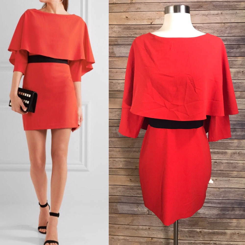 ALICE + OLIVIA Cairo Cape-Back Crepe Mini Dress